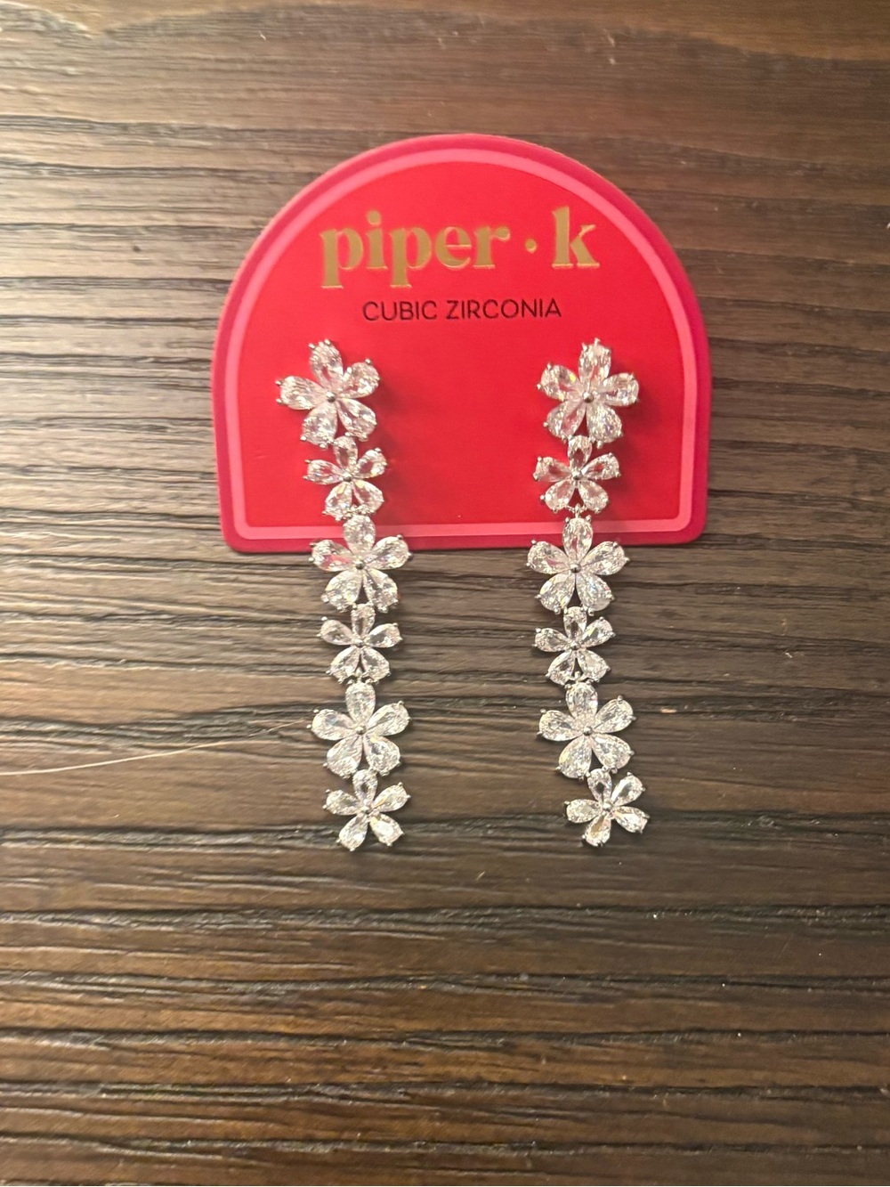 NEW Piper K Silver Flower Drop Earrings